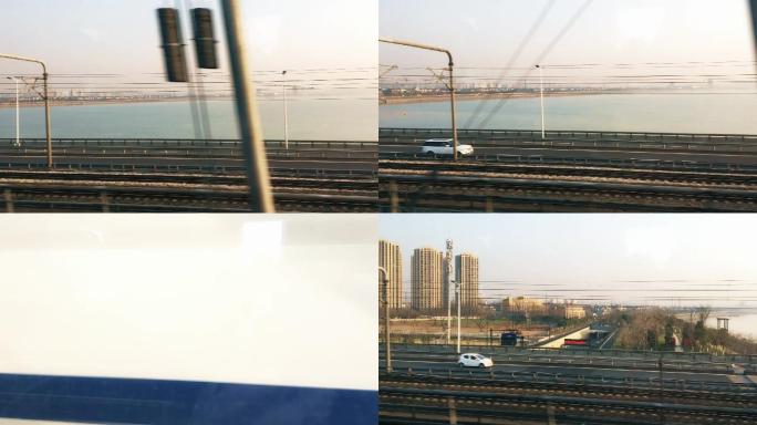 行驶火车窗外风景