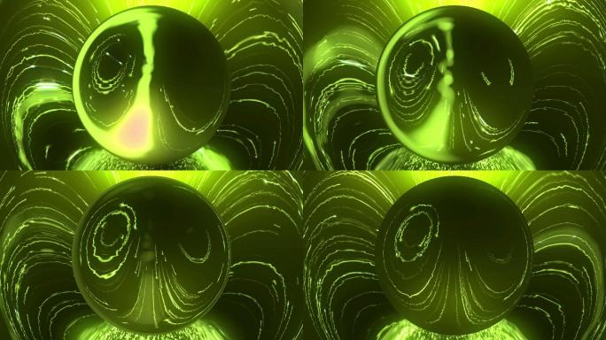 魔幻绿色光线水晶球循环背景