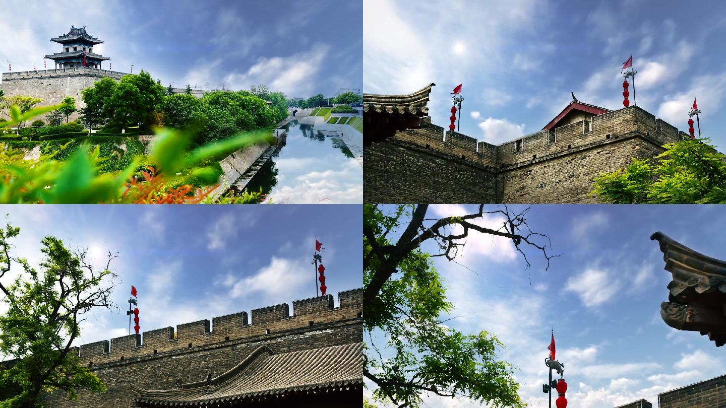 西安城墙护城河高清实拍