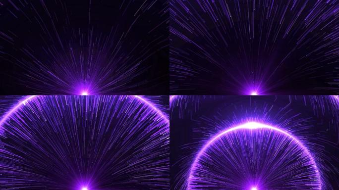 4K紫色炫酷震撼大气开场粒子光线背景