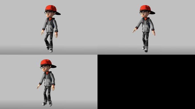 人物走路角色动画模型带骨骼C4D工程