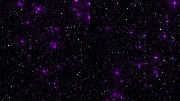 4K紫色唯美浪漫水晶粒子旋转空间