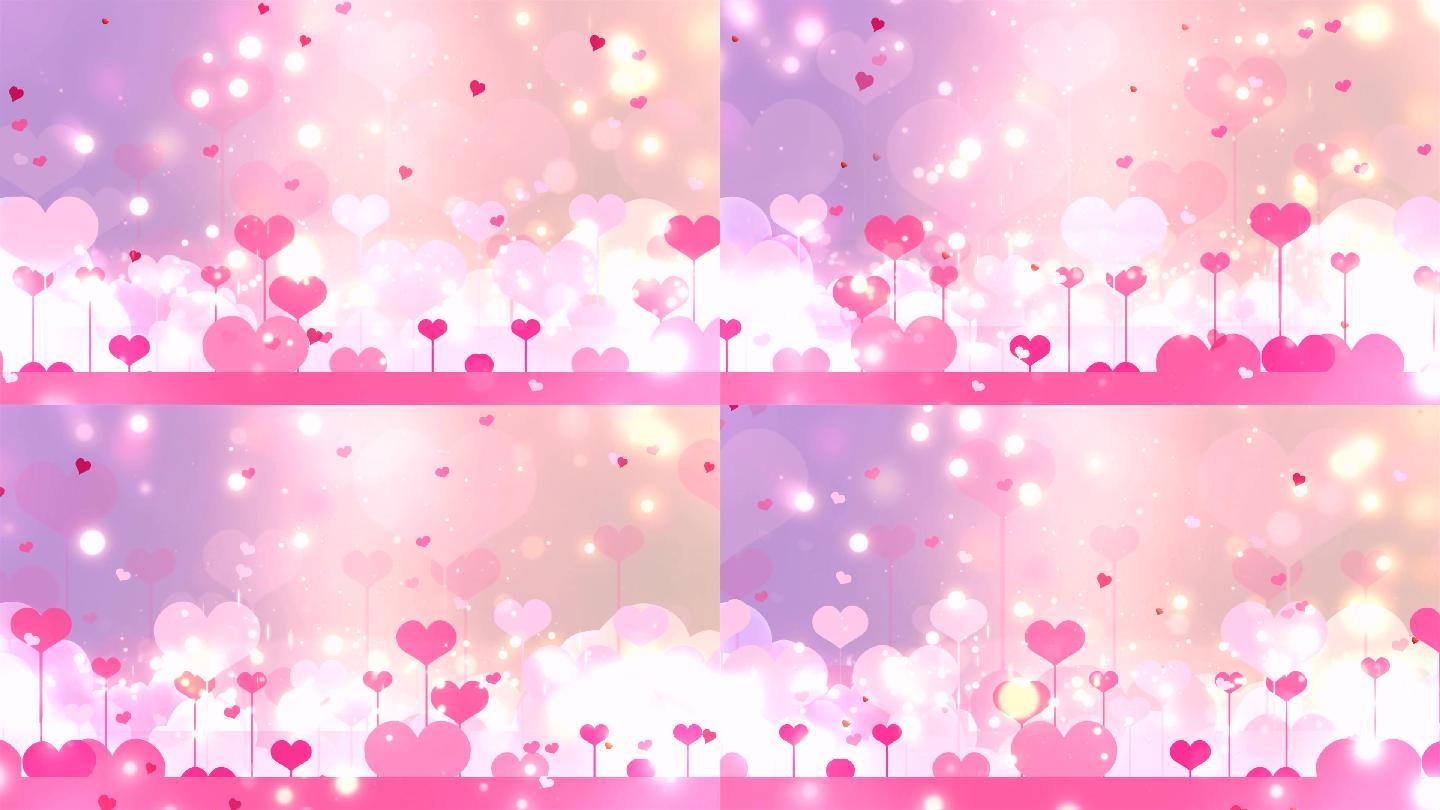 粉色唯美浪漫爱心粒子背景素材
