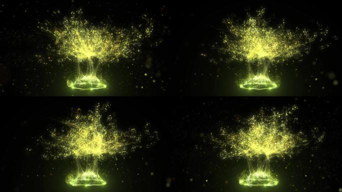 大气金色粒子树生长