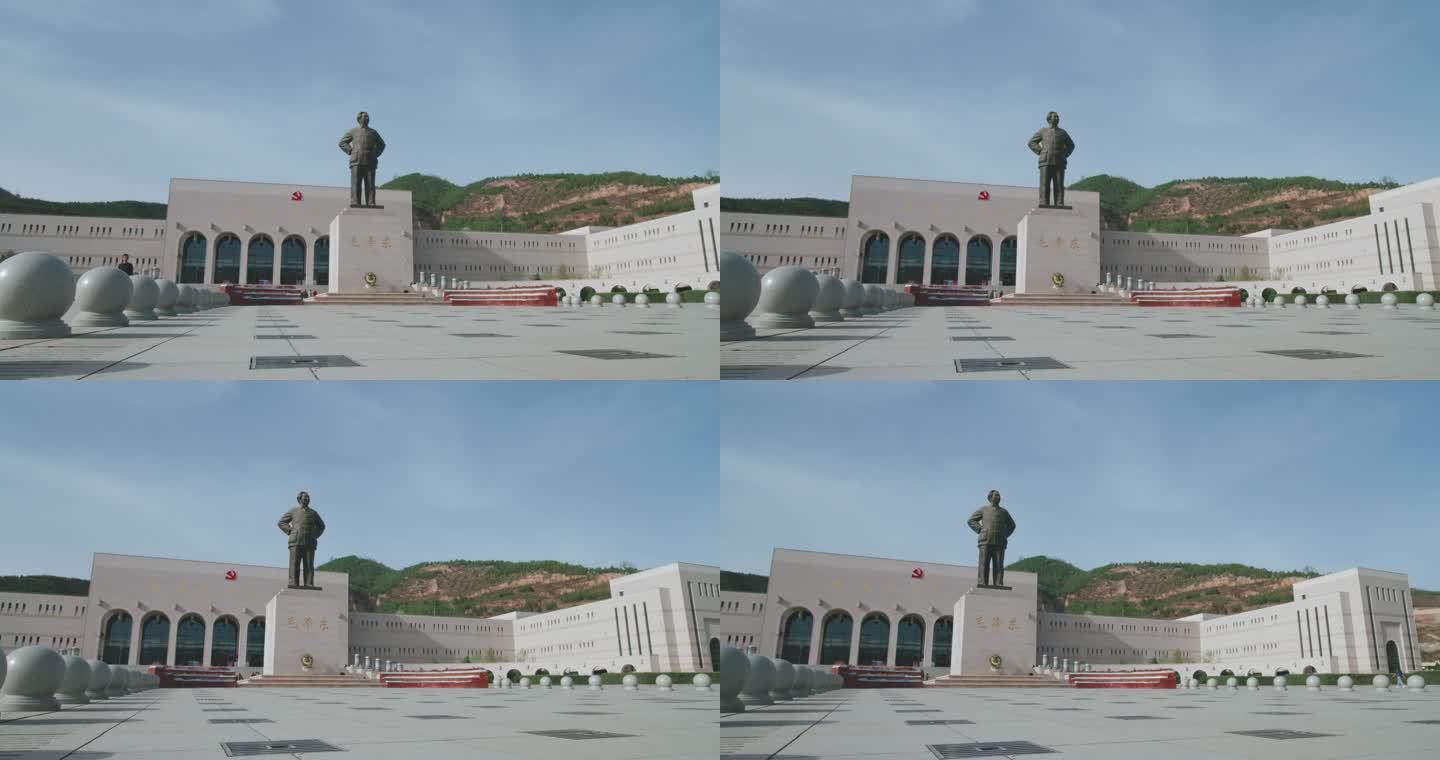 4K陕北延安革命纪念馆毛主席雕像视频素材