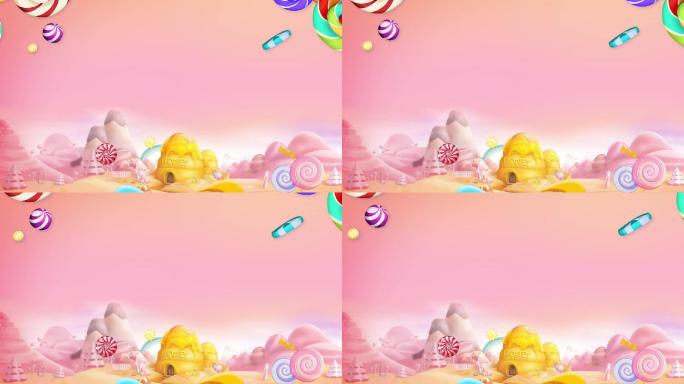 六一儿童节粉色糖果城堡卡通背景