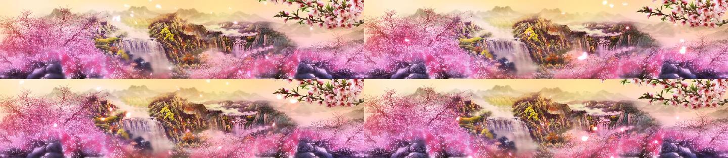 山水桃花林中国风水墨画视频素材