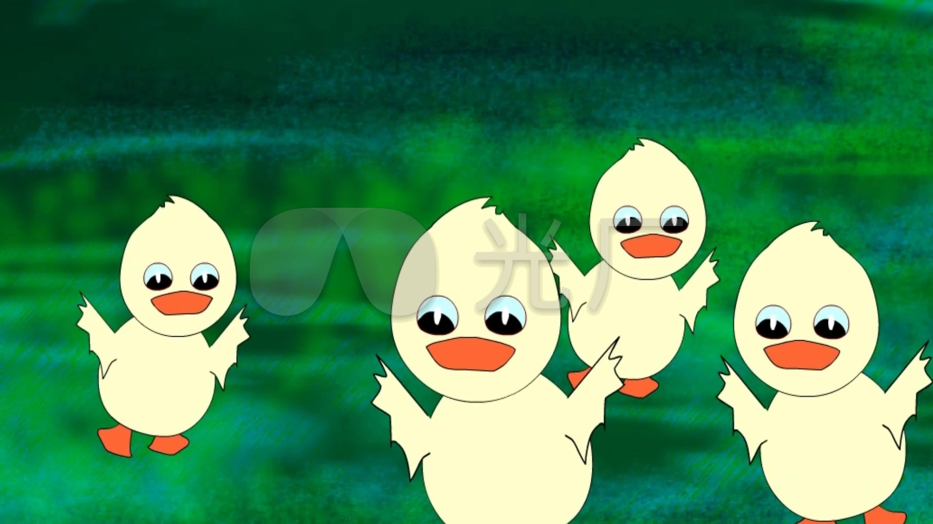 六一儿童节儿歌母鸭带小鸭表演背景视频素材_