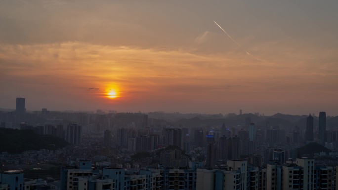 贵阳日落夜转日延时摄影