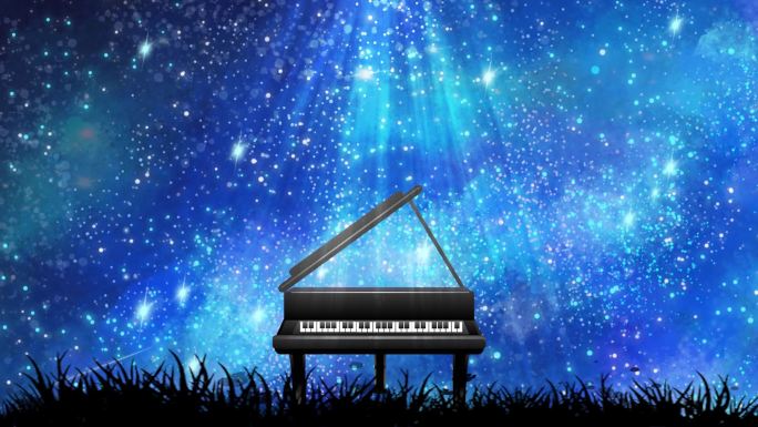 舞台剧情景剧唯美星空下的钢琴LED背景