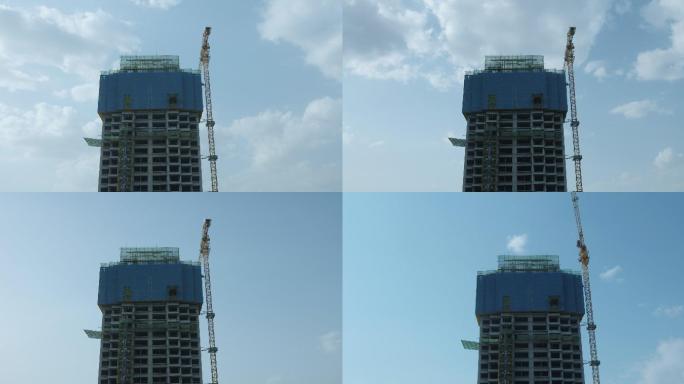 4K建筑工地大楼塔吊延时摄影