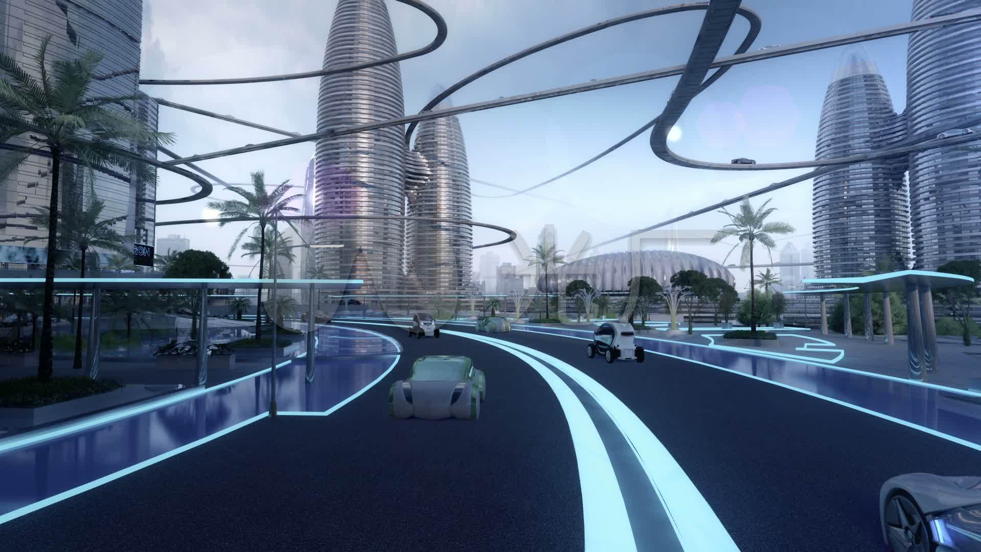 未来科技智能交通城市_1920x1080_高清视频素材下载(编号:2601228)
