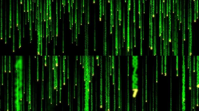 绿色数字代码流黑客帝国AE模板