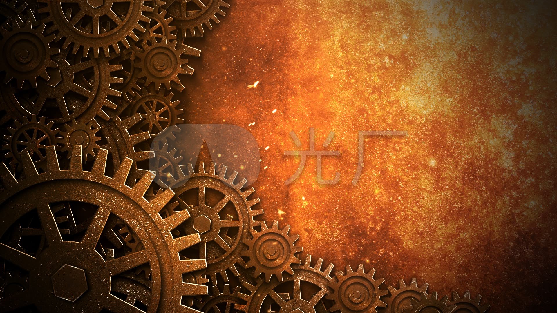 破旧的齿轮旋转铁锈背景素材_hd