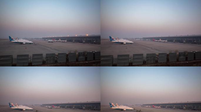 郑州机场清晨素材