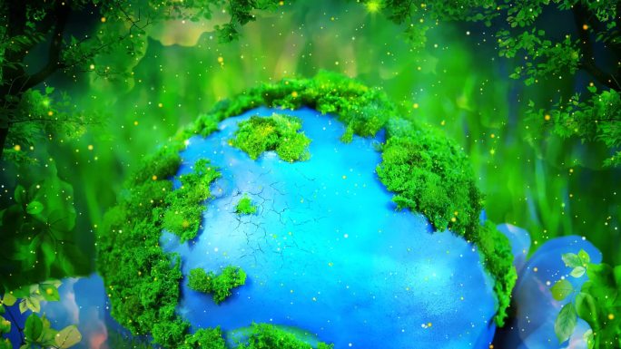 绿色环保地球粒子
