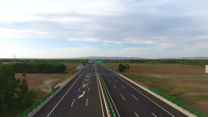 内蒙古高速风光航拍高速公路全新公路
