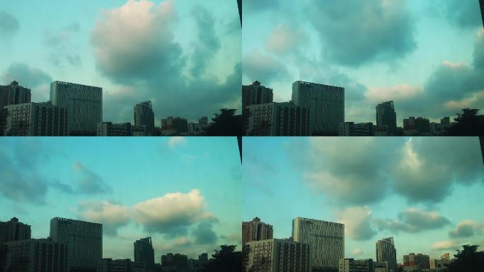 广州夏天的早晨浮光彩云飘动2018052