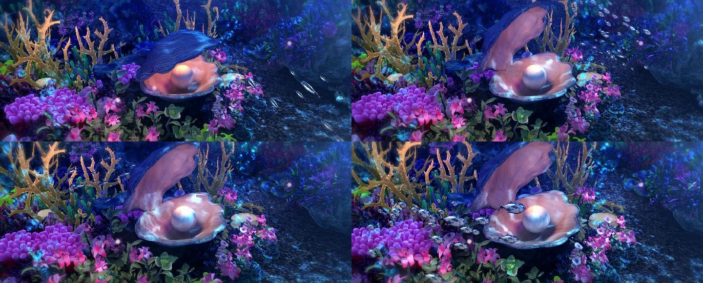 海底贝壳珍珠鱼群珊瑚
