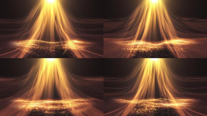 【原创】3D全息投影辉煌金色粒子海洋背景