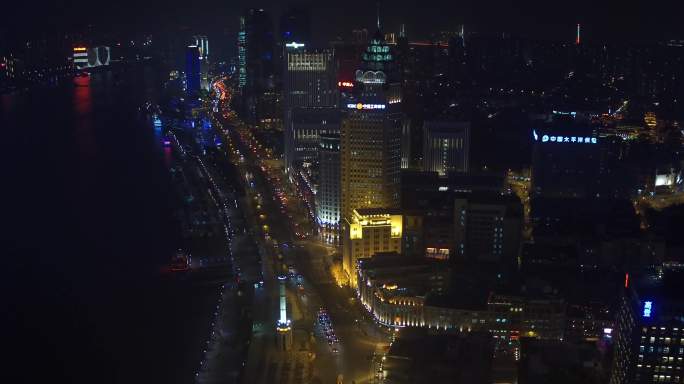 4K陆家嘴夜景航拍