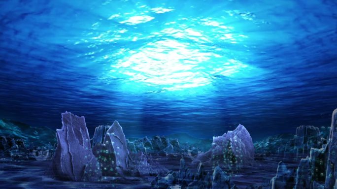 蓝色海底岩石推进视频素材