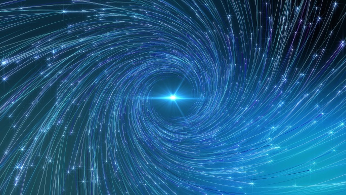 4k蓝色粒子旋涡唯美光线循环