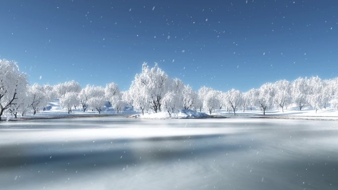 唯美冬季雪景LED视频背景