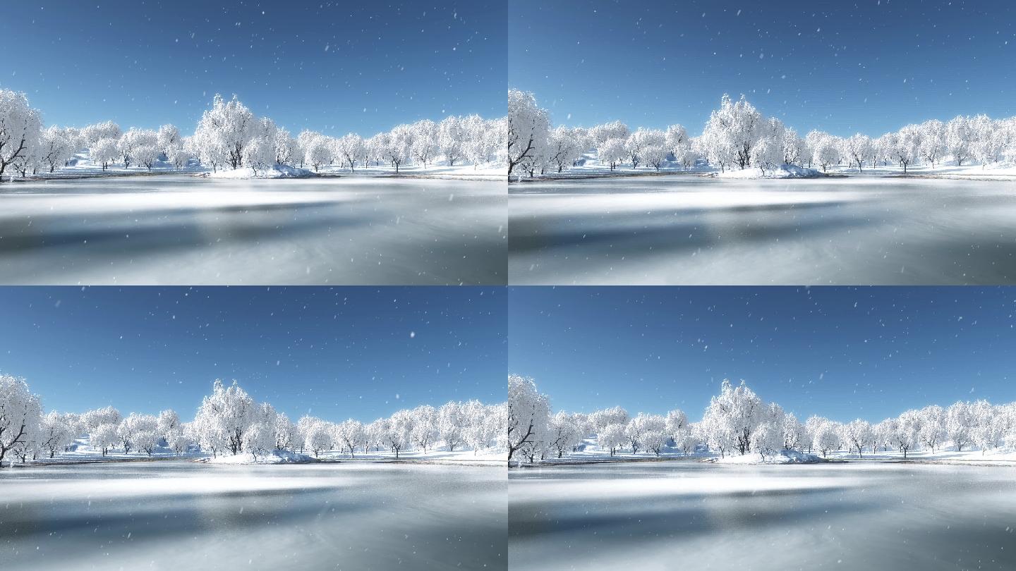 唯美冬季雪景LED视频背景