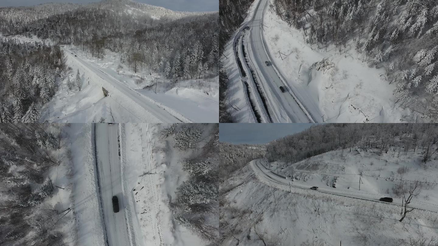 汽车在东北雪地行使