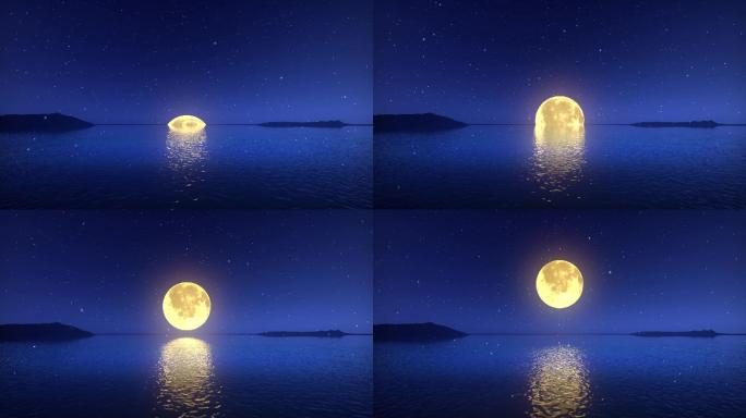 水面升月亮