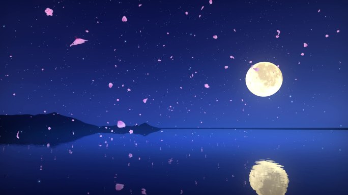 月夜桃花花瓣循环