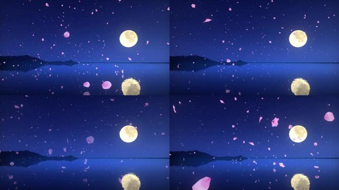 月夜桃花花瓣循环