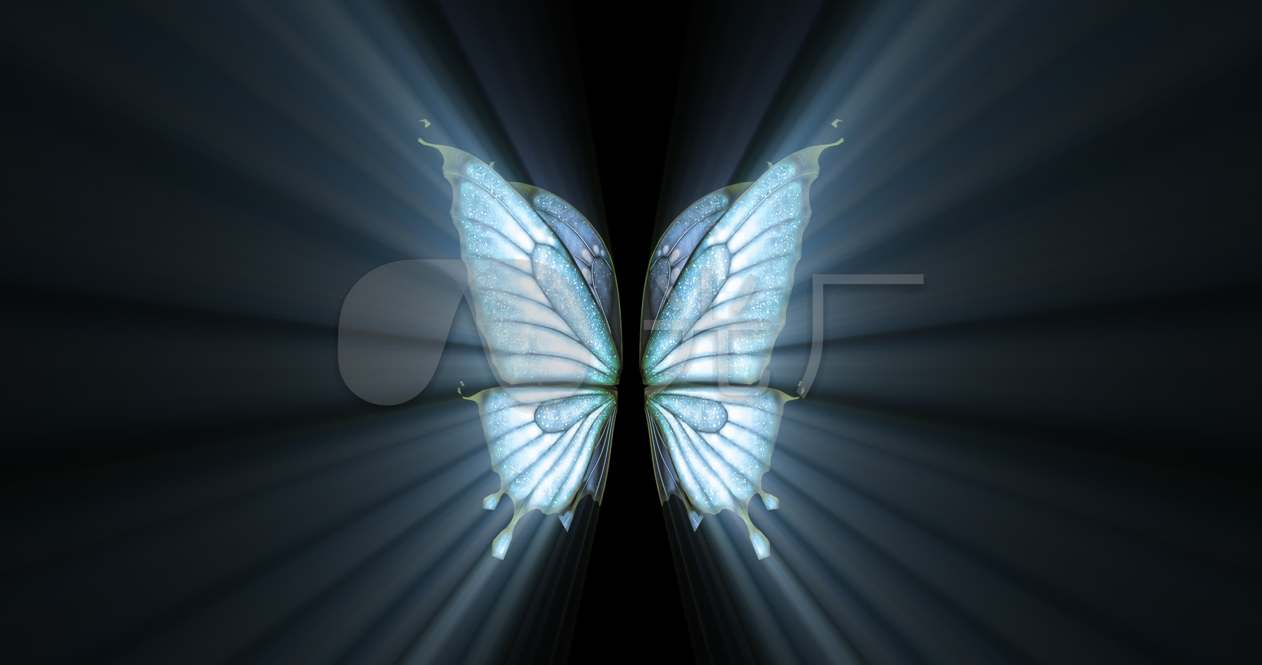 蓝色的蝴蝶自在的飞舞透明PNG素材