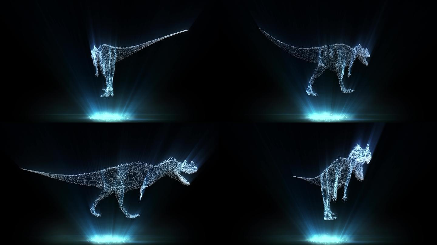 全息投影3D恐龙网格循环展示视频