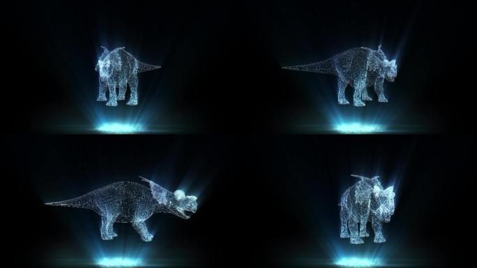 全息投影3D恐龙线框视频素材