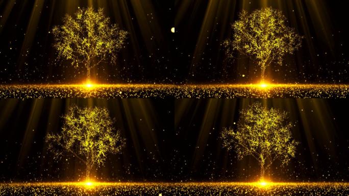 震撼大气绚丽金色粒子生命树背景墙