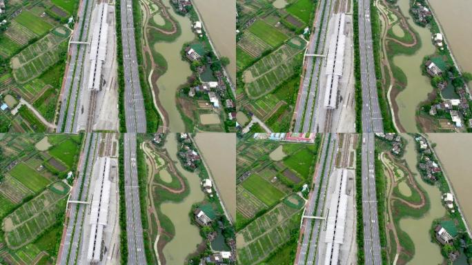 顺德学院地铁站广珠高速航拍发展图景