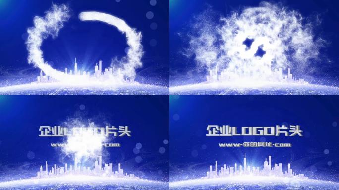 会声会影蓝色企业宣传logo开场片头模板