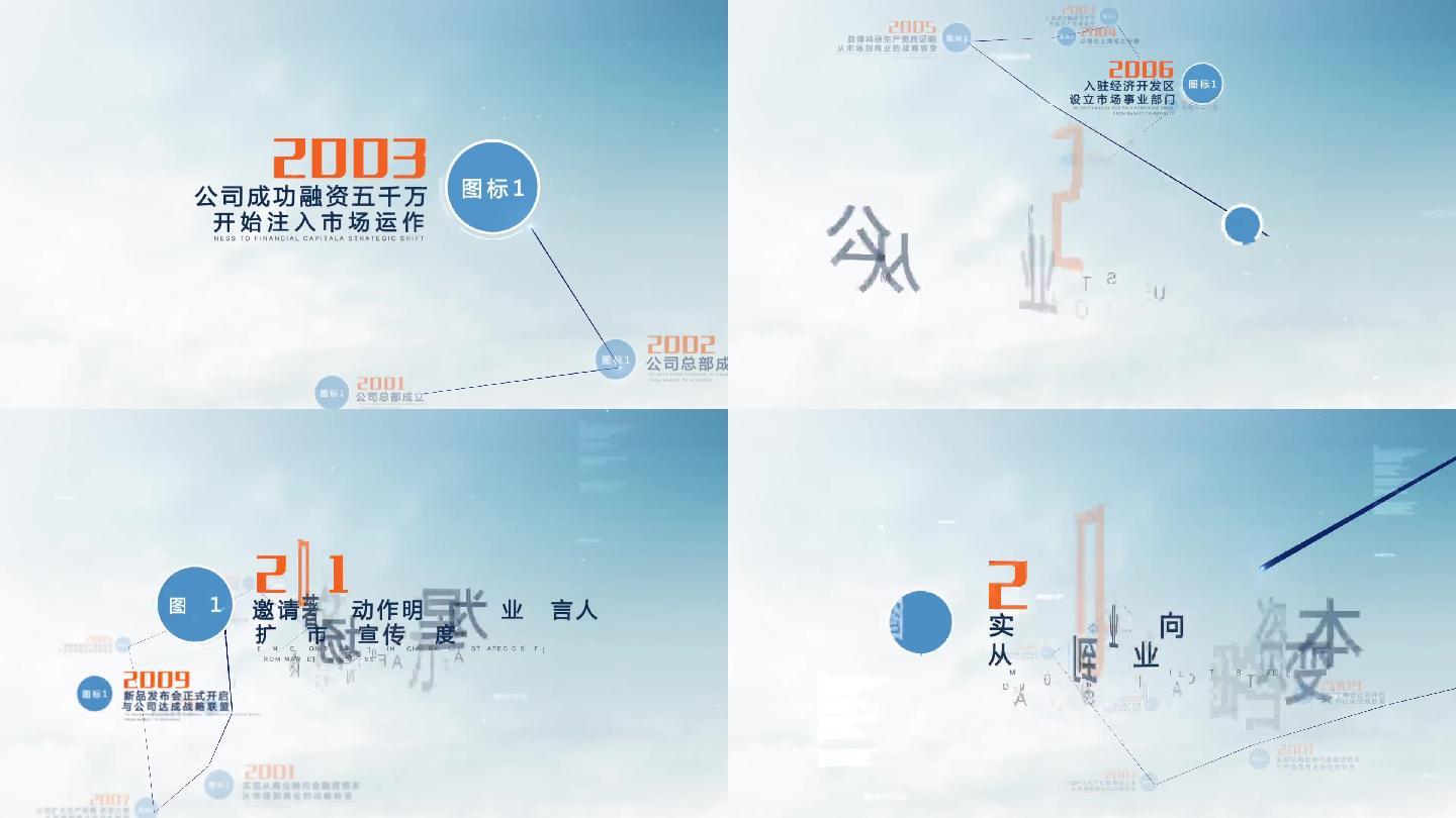 科技企业历史大事记字幕文字展示
