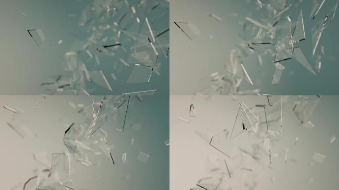 玻璃破碎碎片慢镜头特效