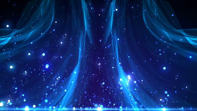 【原创】梦幻唯美蓝色粒子丝绸飘舞背景视频