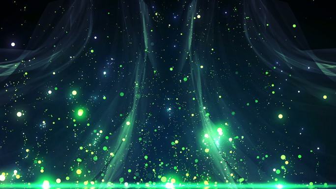 【原创】梦幻唯美绿色粒子丝绸飘舞背景视频