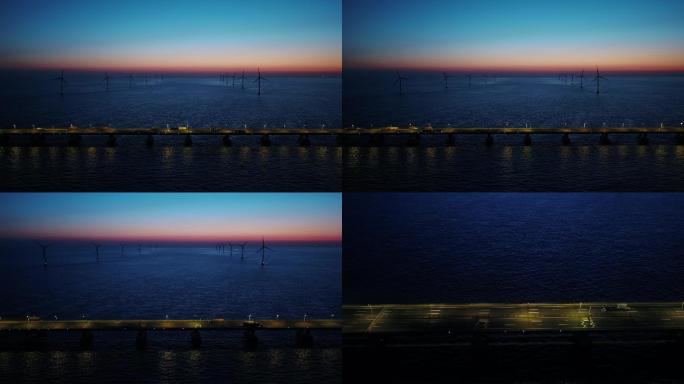 4K原素材-东海大桥风力发电机及东海大桥