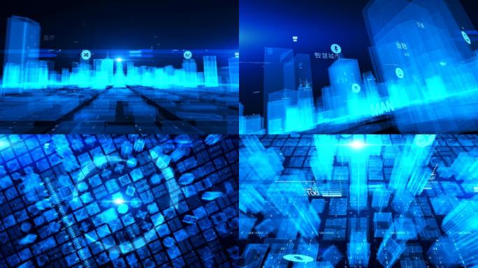 原创大气科技线框玻璃城市片头