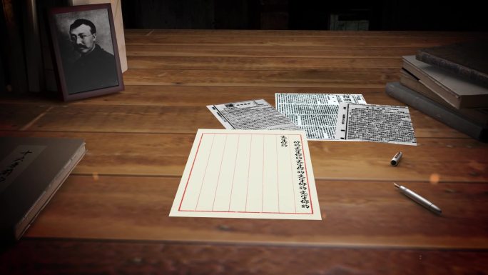 老旧桌子写信伏案写作老旧照片历史写信