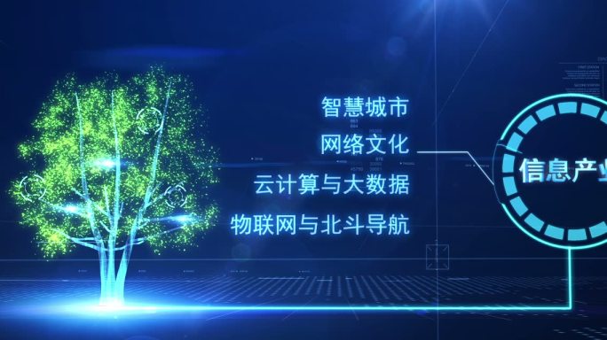 绿色树生长科技字幕连接线条产业链