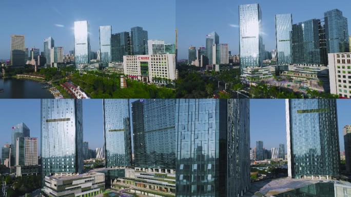 航拍镜头——金融高新区，楼宇间穿越