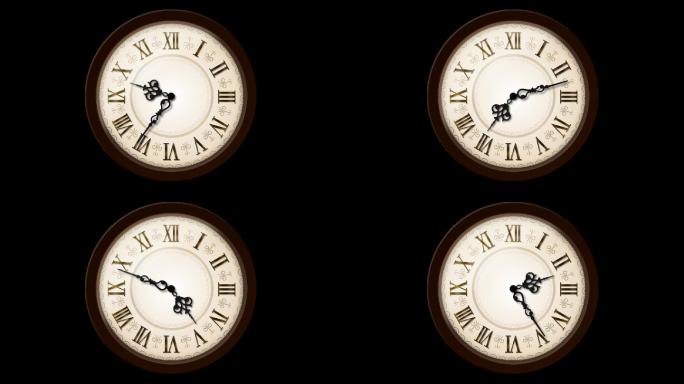 时间倒流古典钟表表针旋转循环视频