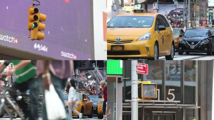 美国纽约时代广场街头人流车流
